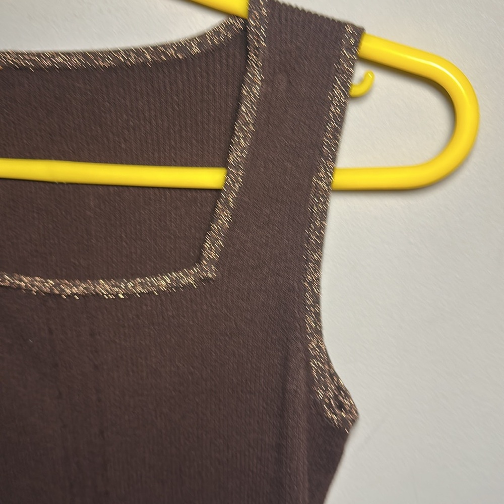 Brown and Gold metallic sweater tank top - Picture 2 of 5